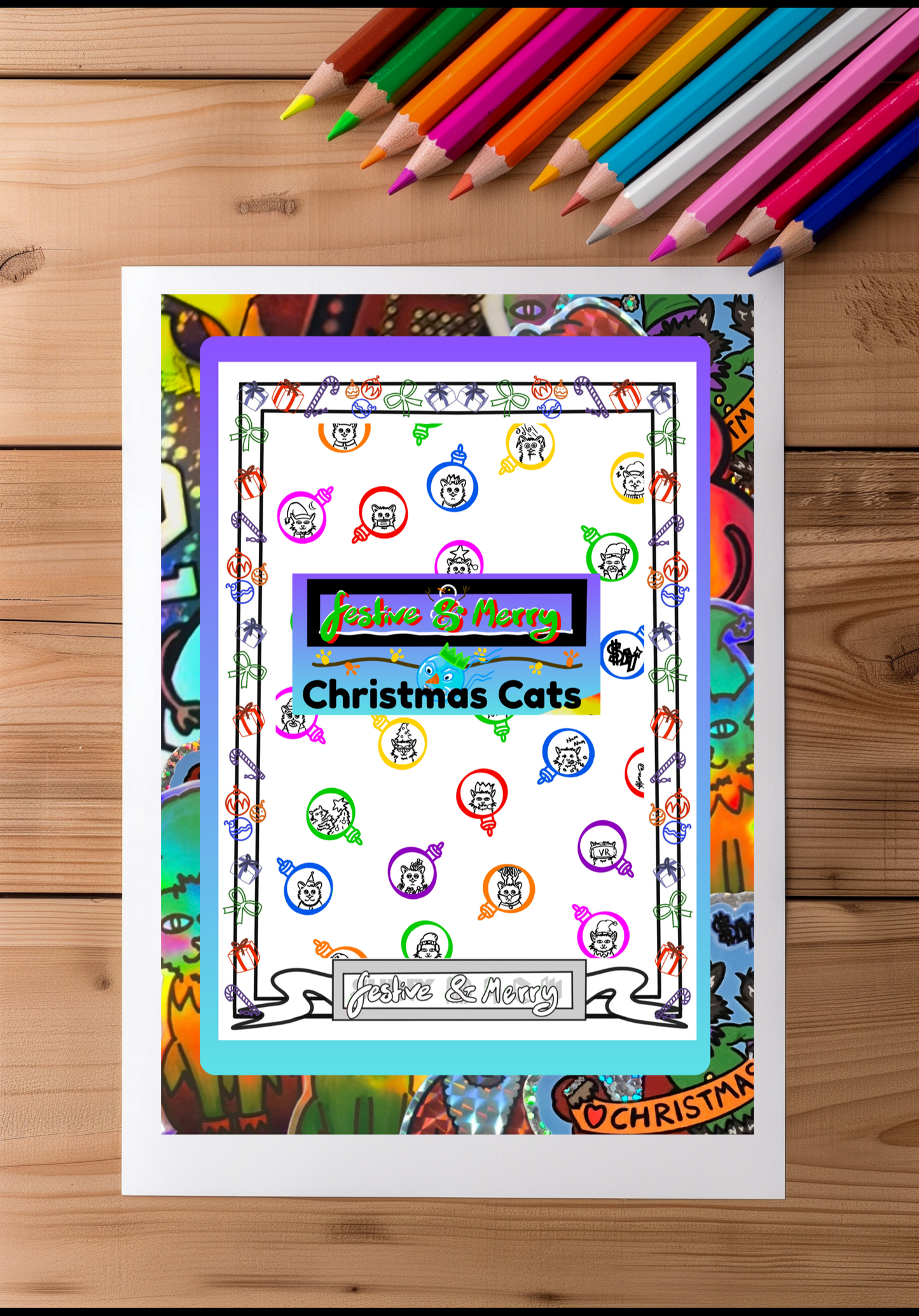 Digital Download Christmas Cats (colouring book)