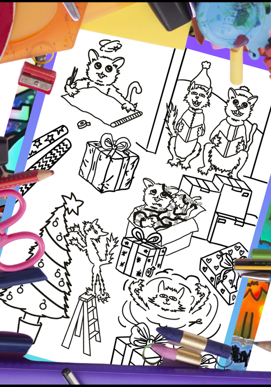 Digital Download Christmas Cats (colouring book)