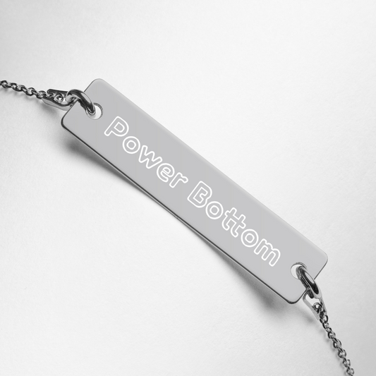 Engraved Silver Bar Chain Necklace