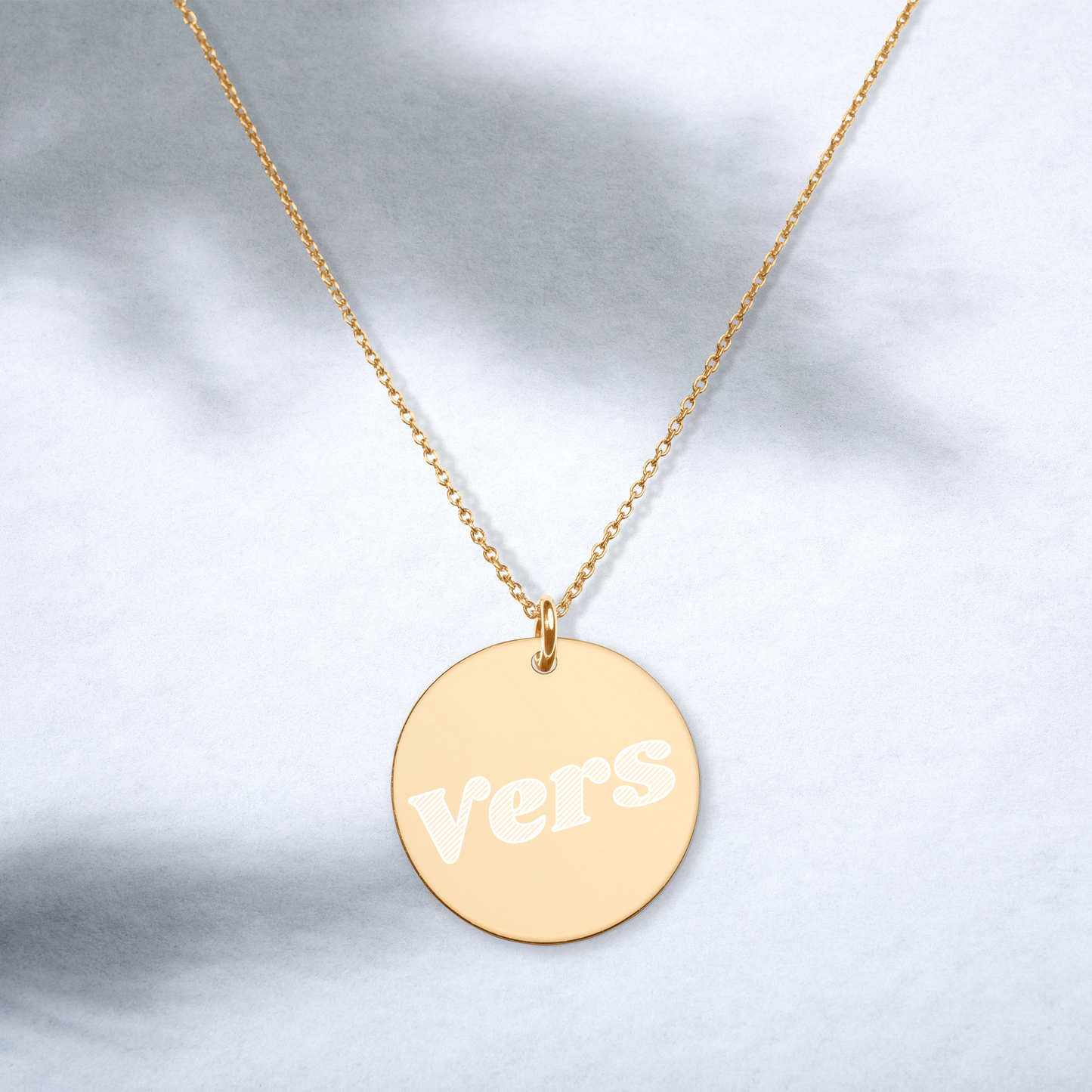 Engraved Silver Disc Necklace