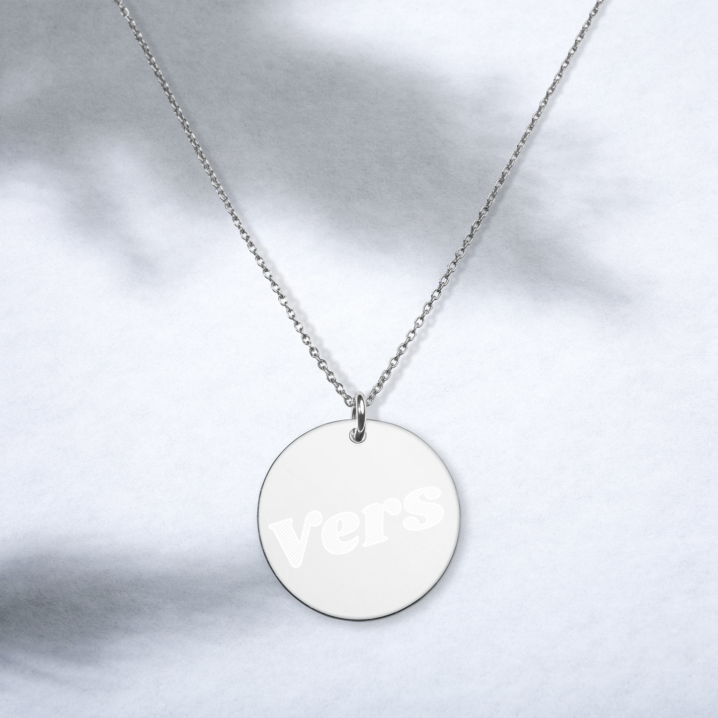 Engraved Silver Disc Necklace