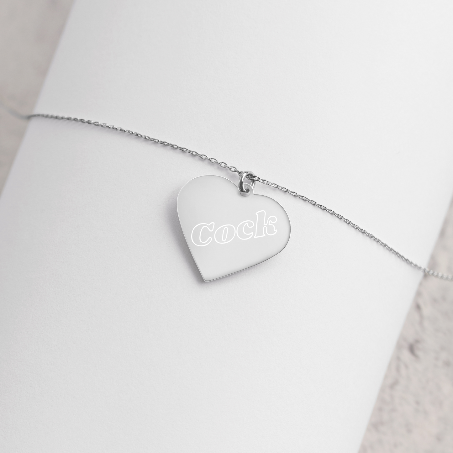 Engraved Silver Heart Necklace