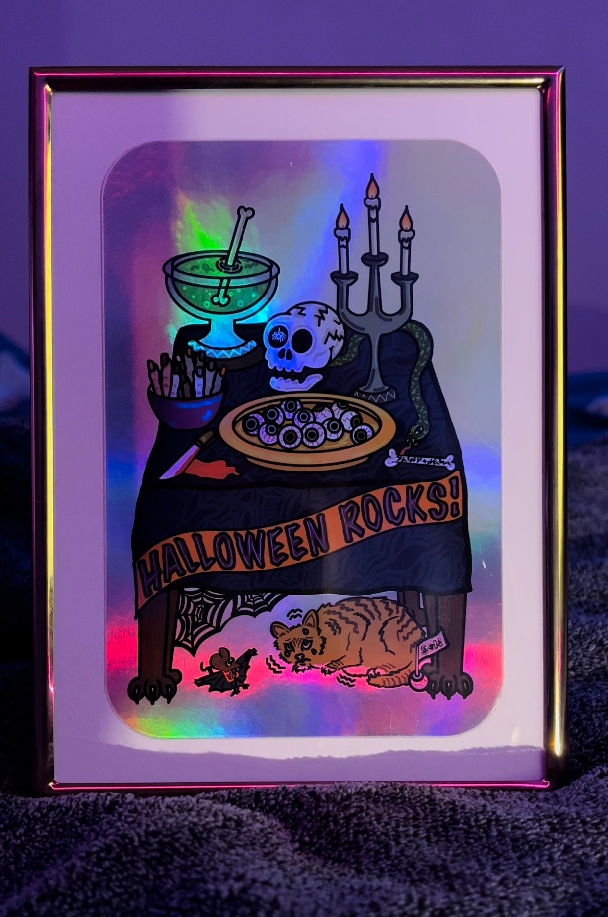 Scaredy-cat (Extra Large, Holographic effect Sticker)
