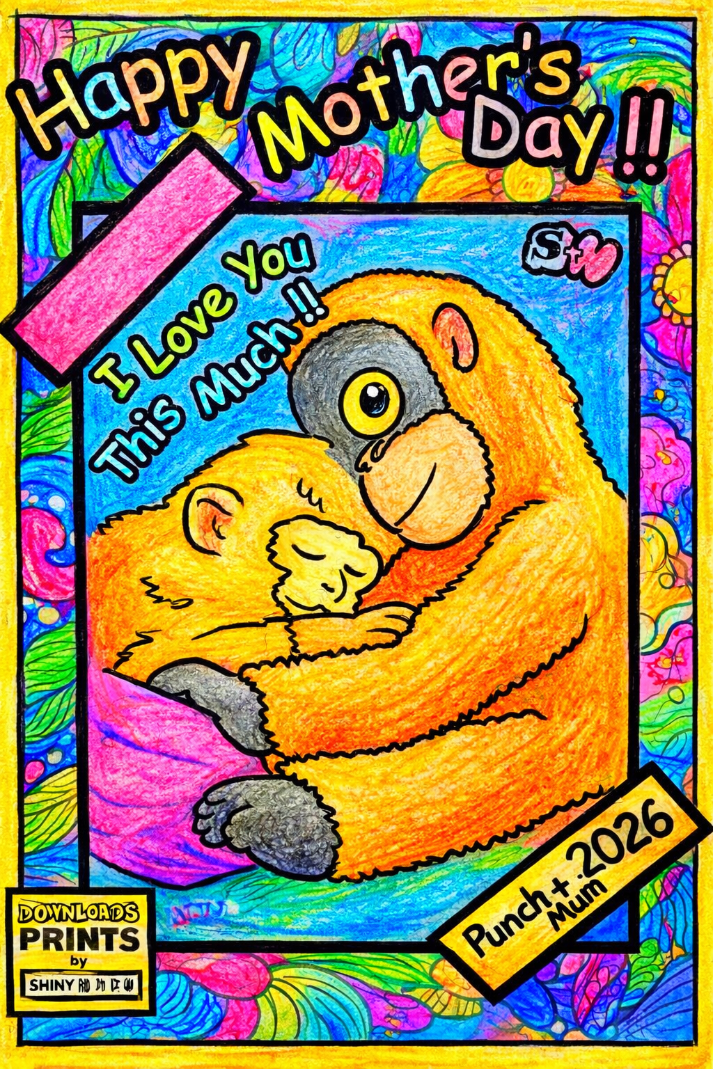 Punch Viral Monkey Mothers Day Card