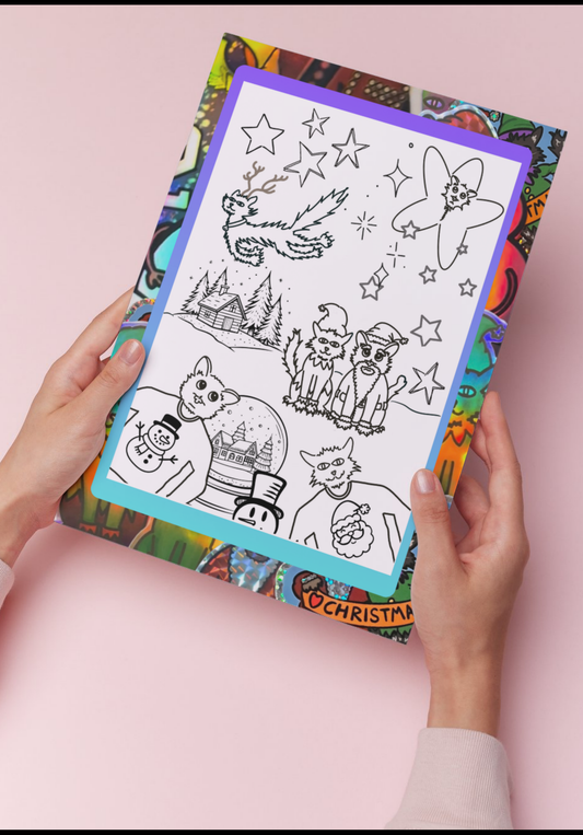 Digital Download Christmas Cats (colouring book) With Stickers