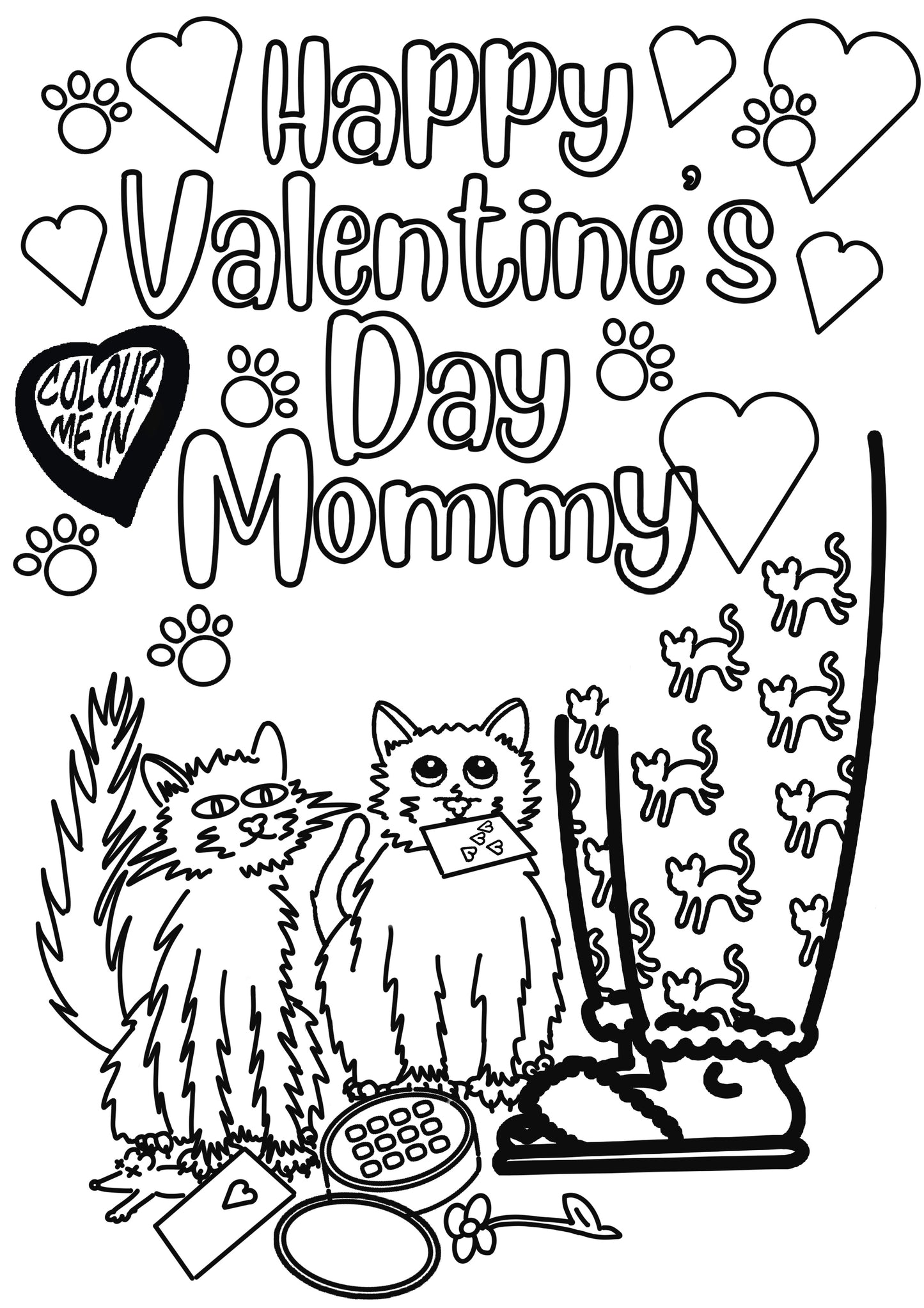 Print at home and colour in Valentine’s Day card (Mommy)