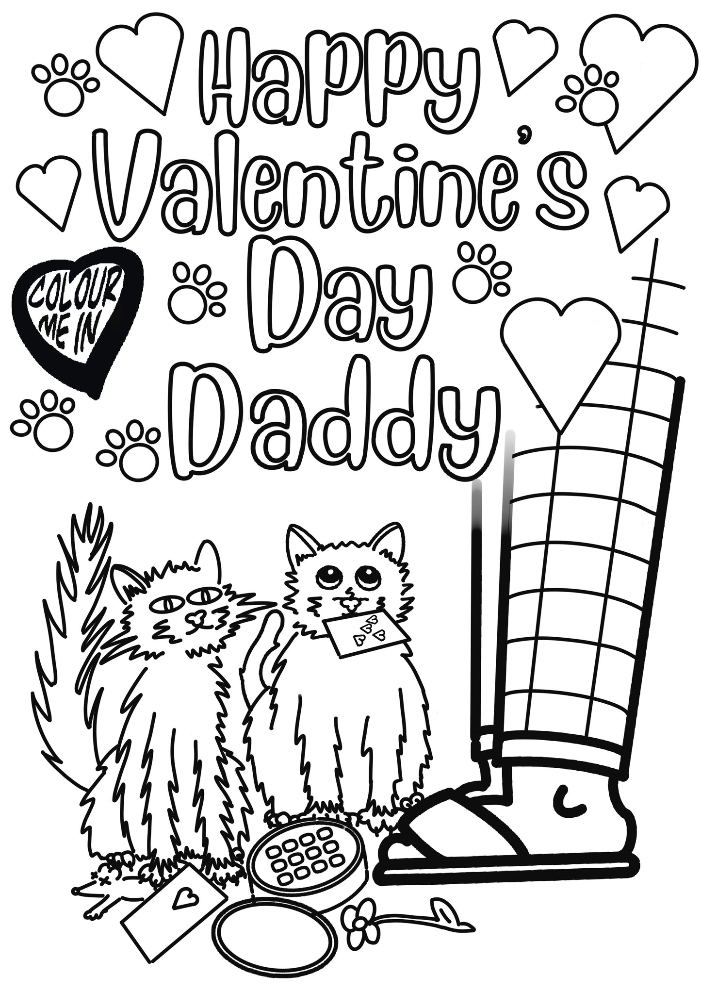 Print at home and colour in Valentine’s Day card (Daddy)