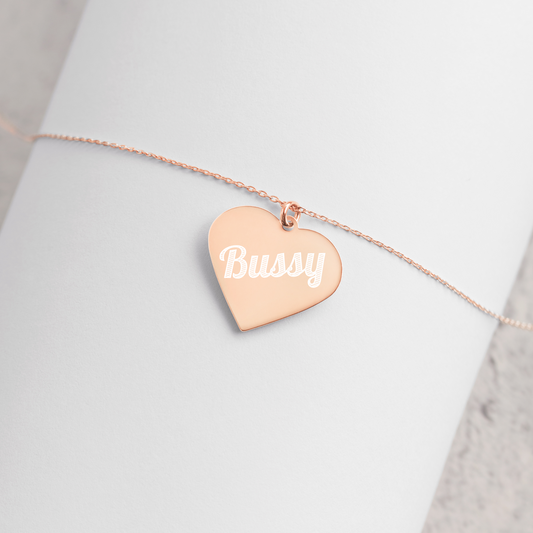 Engraved Silver Heart Necklace