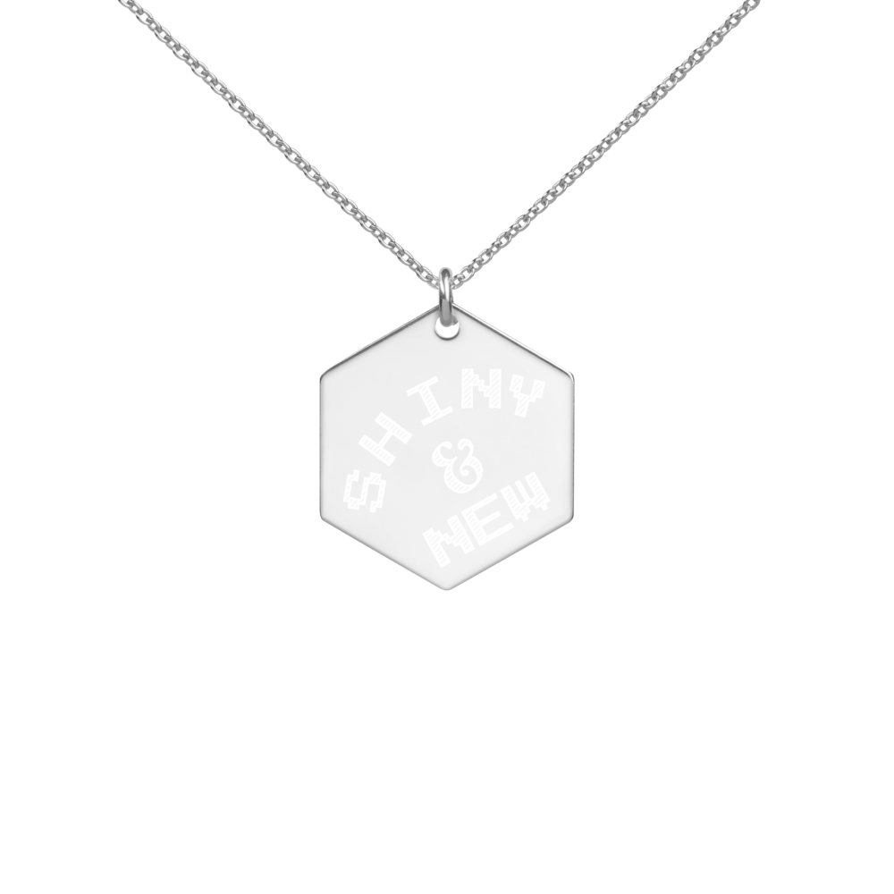 Engraved Silver Hexagon Necklace