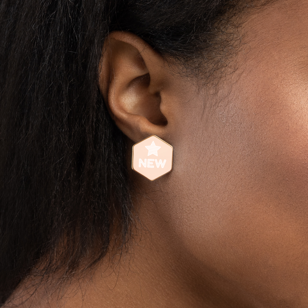 Sterling Silver Hexagon Stud Earrings